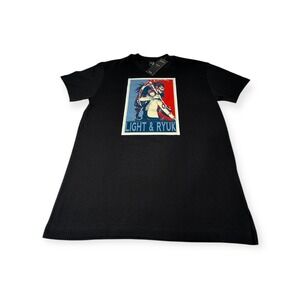 Avenue 1975 Light & Ryuk Graphic Print T-Shirt Anime Manga Black Medium‎
